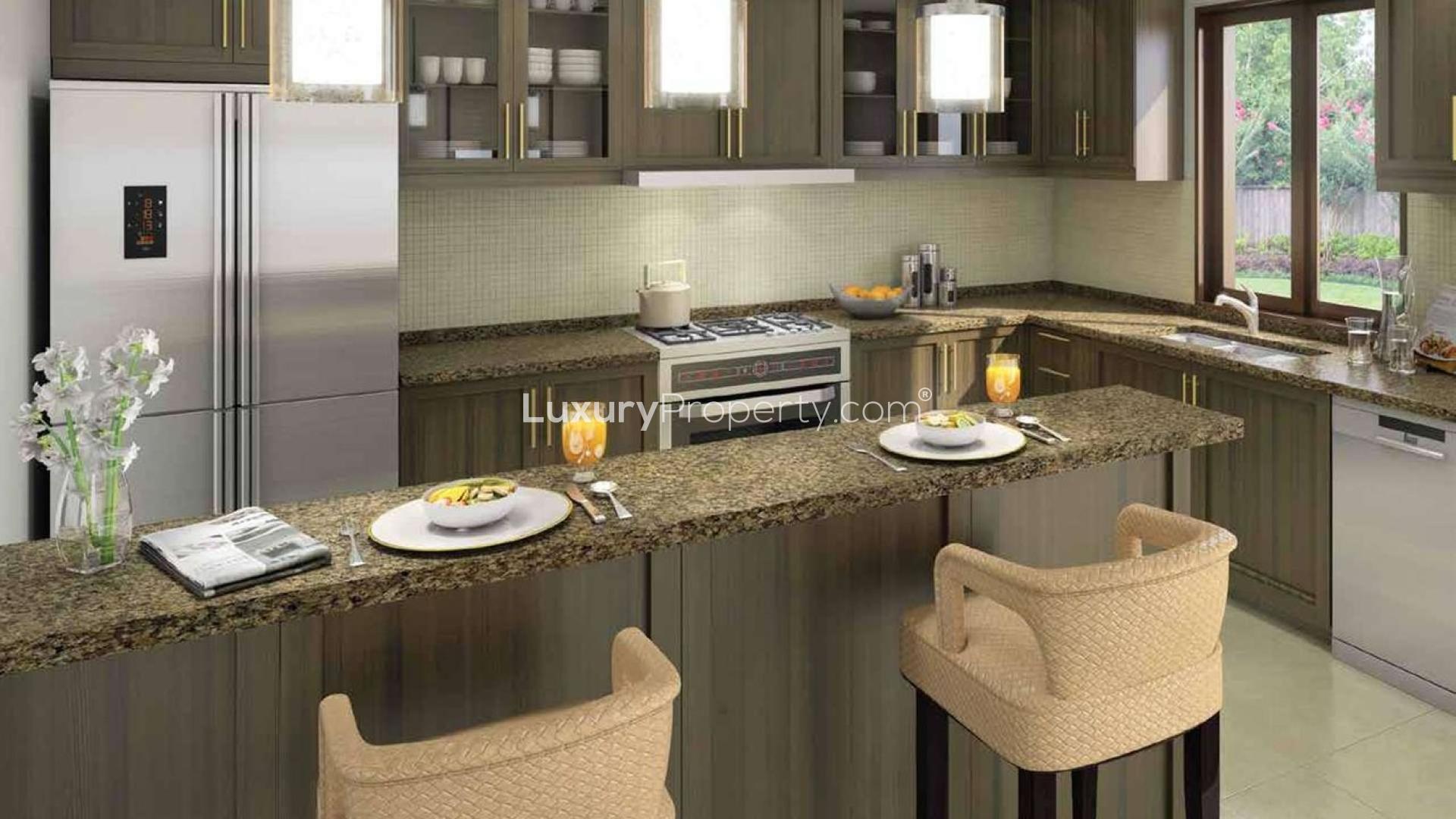 Living room and dining area in Bella Casa townhouse, Serena, Dubailand