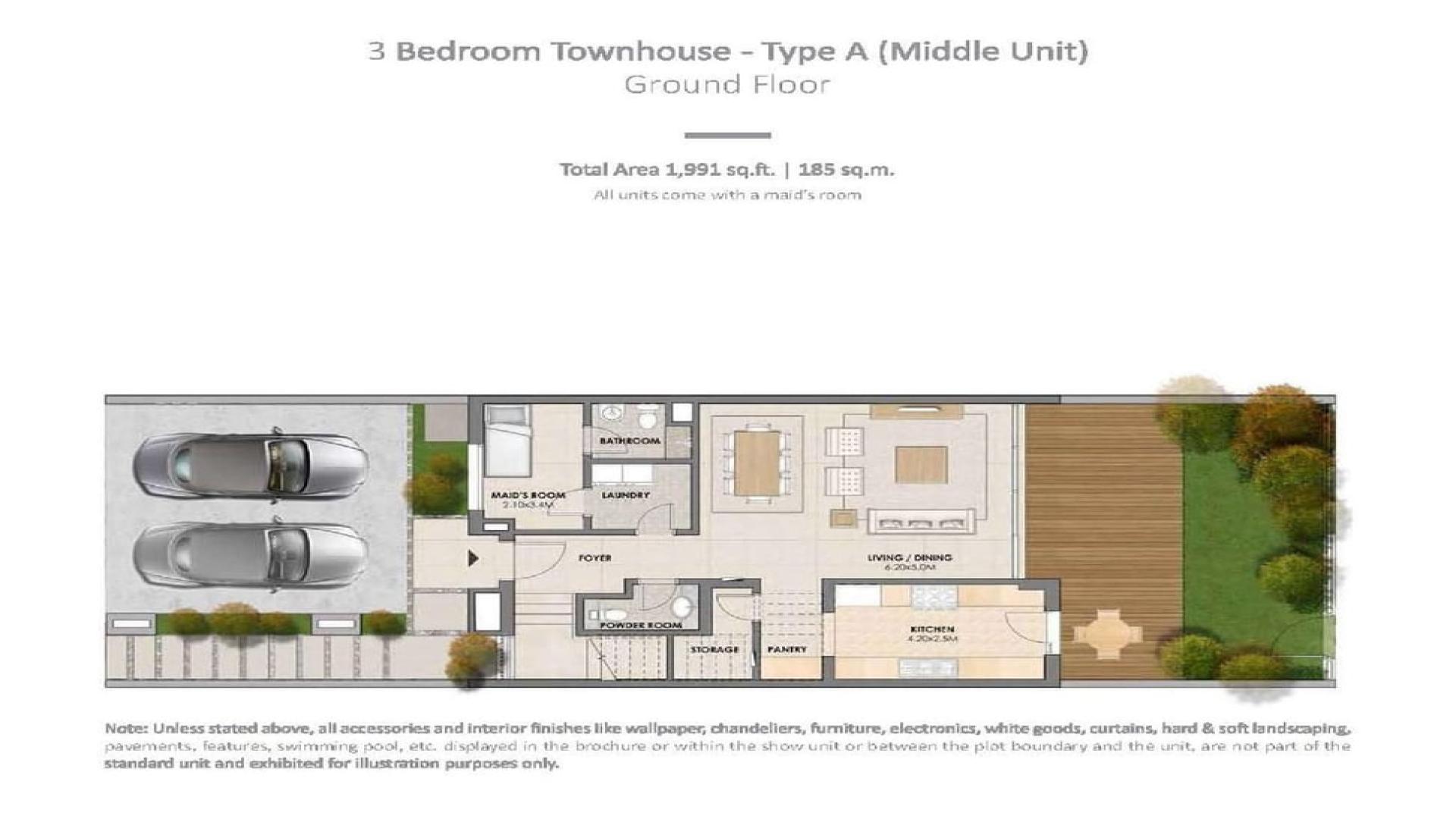 Modern living room in Arabella 2 townhouse, Mudon with stylish furniture and natural light