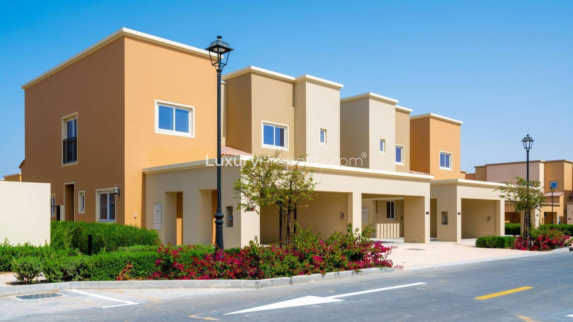 End-unit townhouse interior with garden views in Amaranta, Villanova, Dubai Land