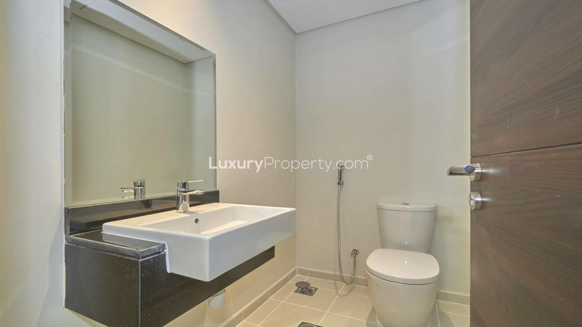 Living room in luxury 3-bedroom townhouse, Pacifica, Damac Hills 2, modern decor