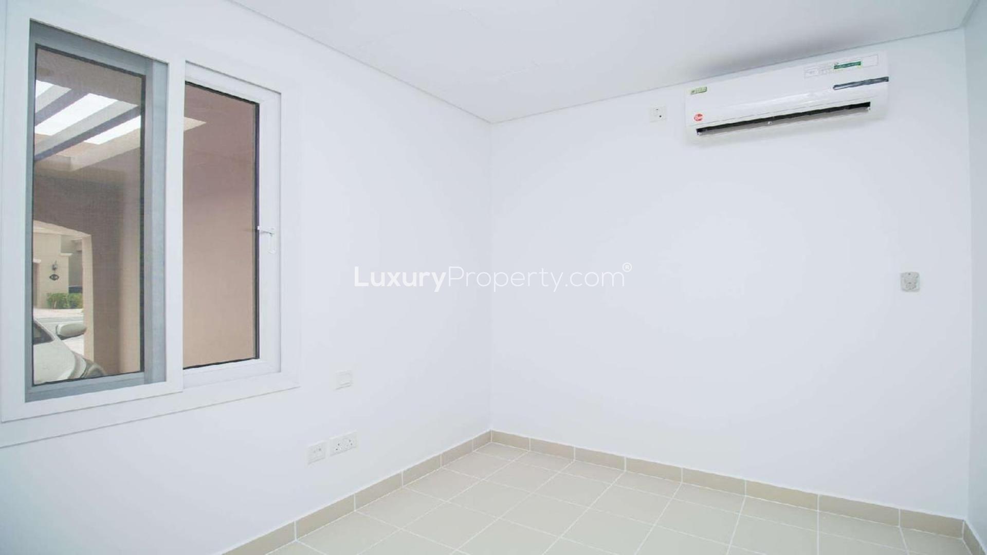Newly built 3-bedroom townhouse exterior in Serena, Casa Dora, available for rent