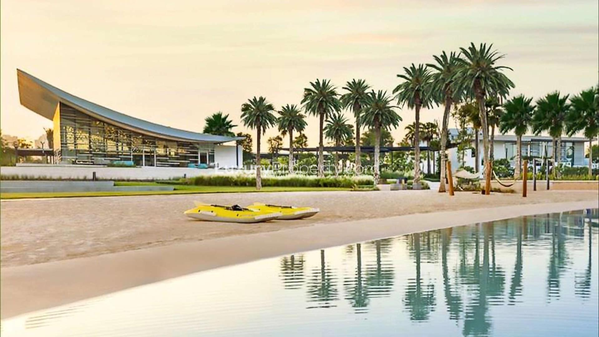 Modern Elan Townhouses exterior in Tilal Al Ghaf community, showcasing stylish residential architecture