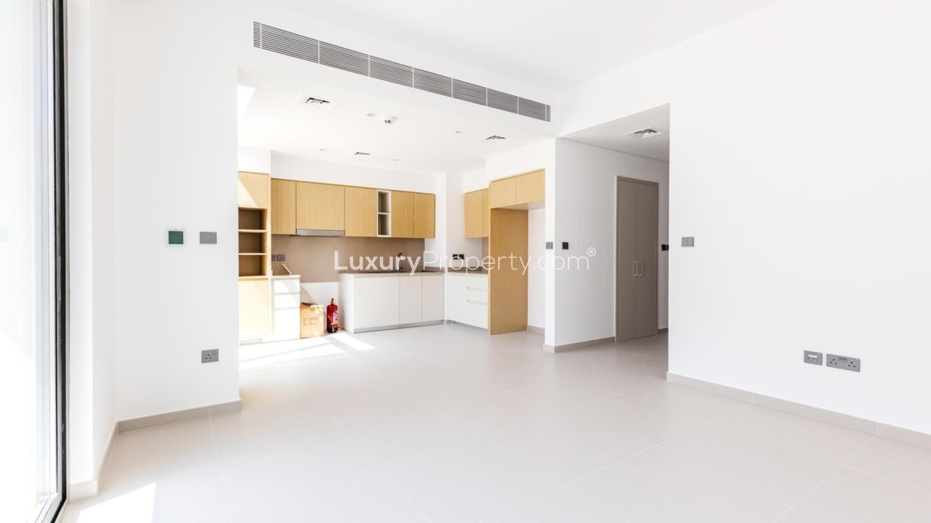 Contemporary Arabian Ranches 3 townhouse interior with large windows and modern design