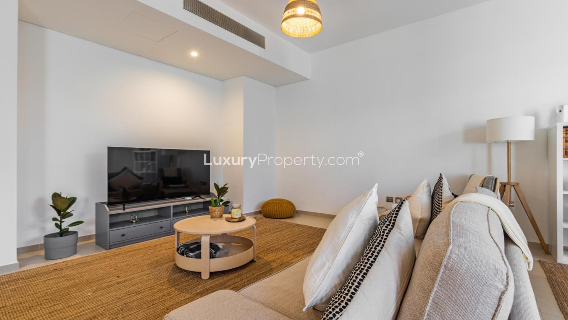 Exterior view of luxury 3-bedroom townhouse in Arabian Ranches 2, Reem Community