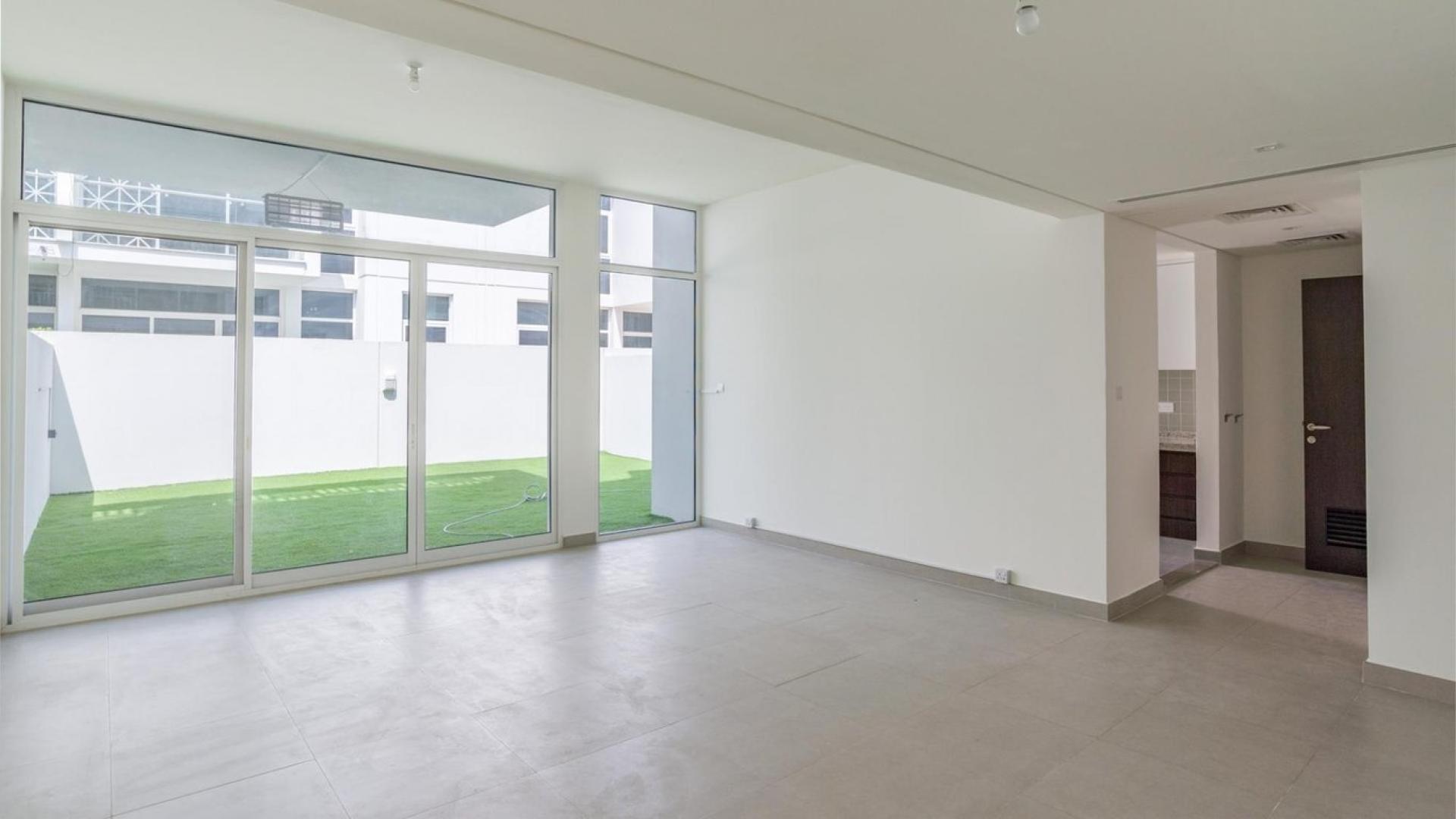 Upgraded single-row townhouse exterior in Arabella, Mudon; 3 bedrooms, 3 bathrooms, for sale