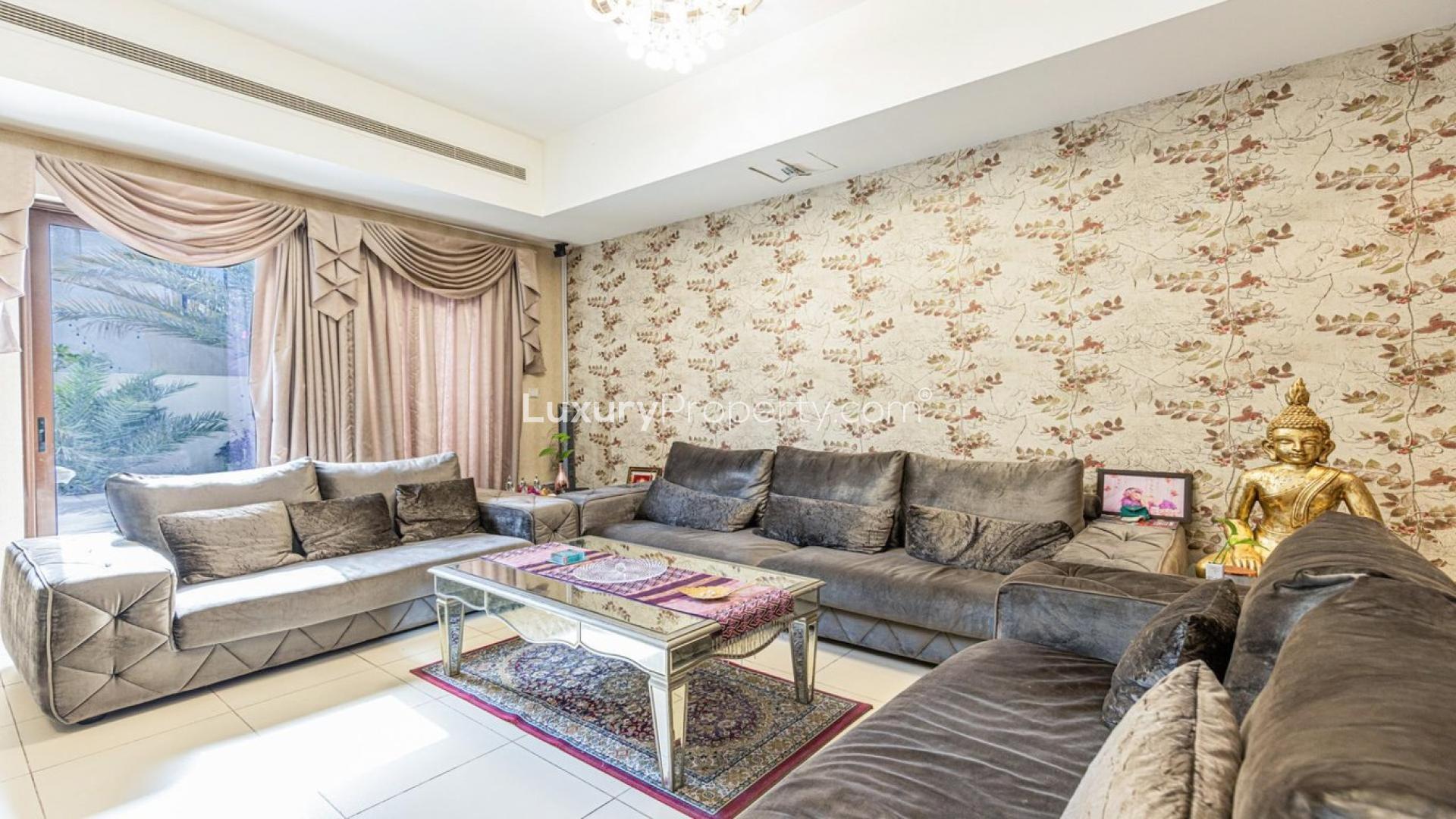 Charming Mira townhouse entrance with lush greenery, Reem community, 3-bed, 3-bath, for sale