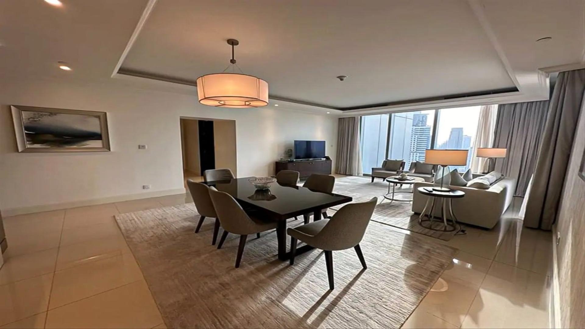 Furnished balcony with city view at The Address Dubai Mall apartment for rent