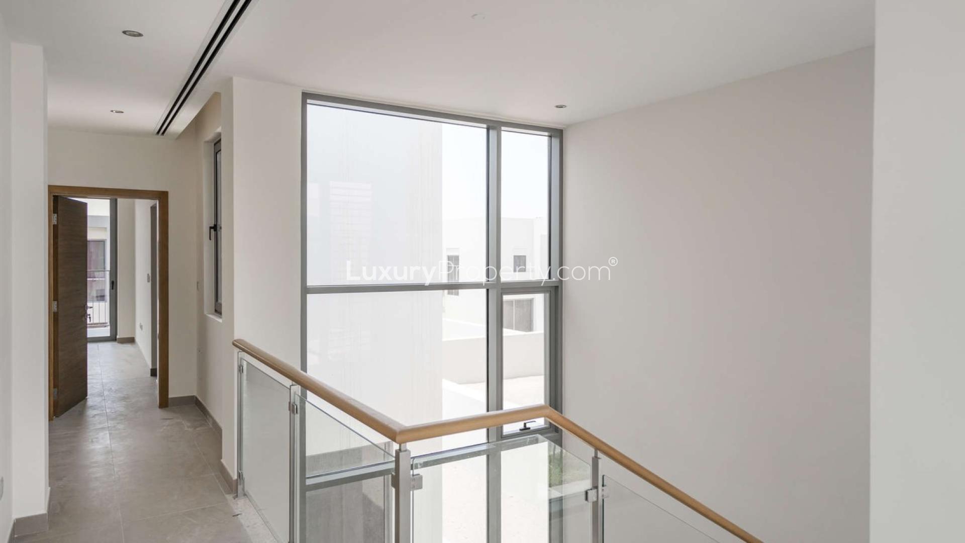 Large corner villa exterior in Sidra, Dubai Hills Estate with modern design and driveway