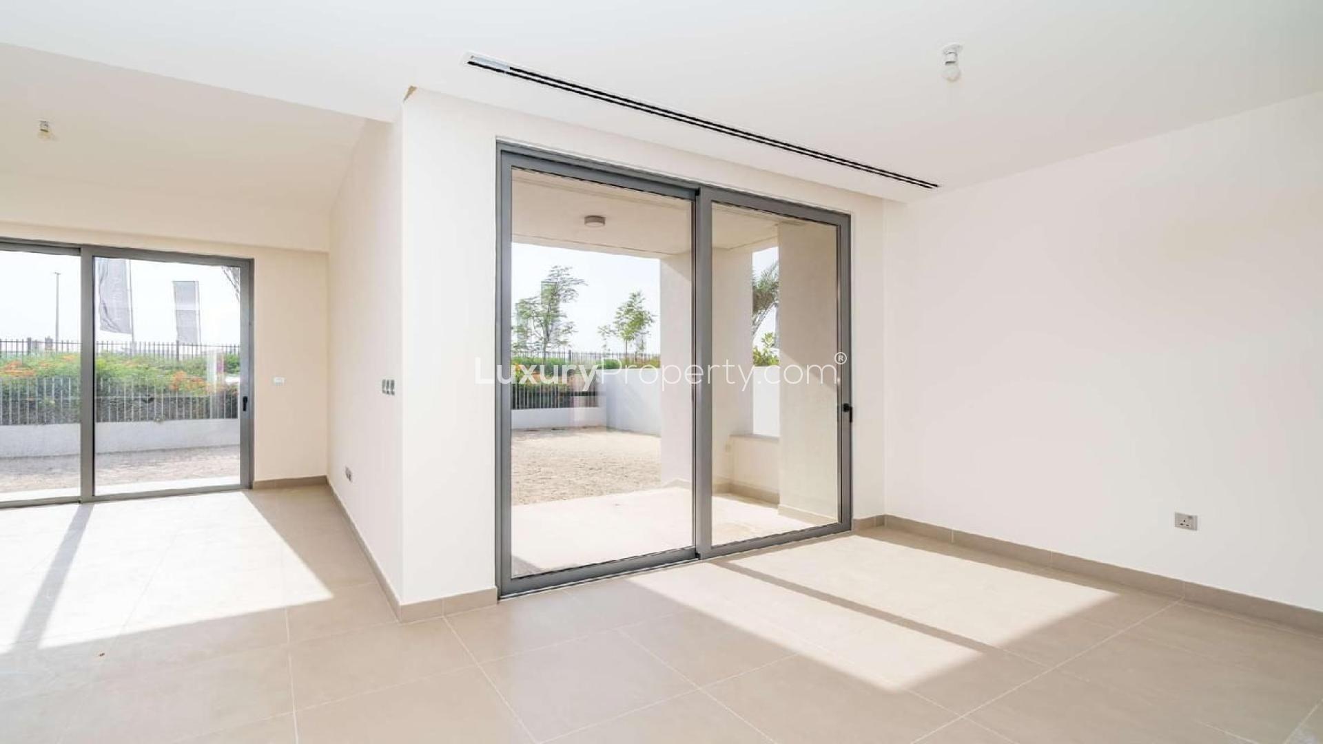 Single row 3-bedroom villa exterior in Sidra, Dubai Hills Estate, available for rent