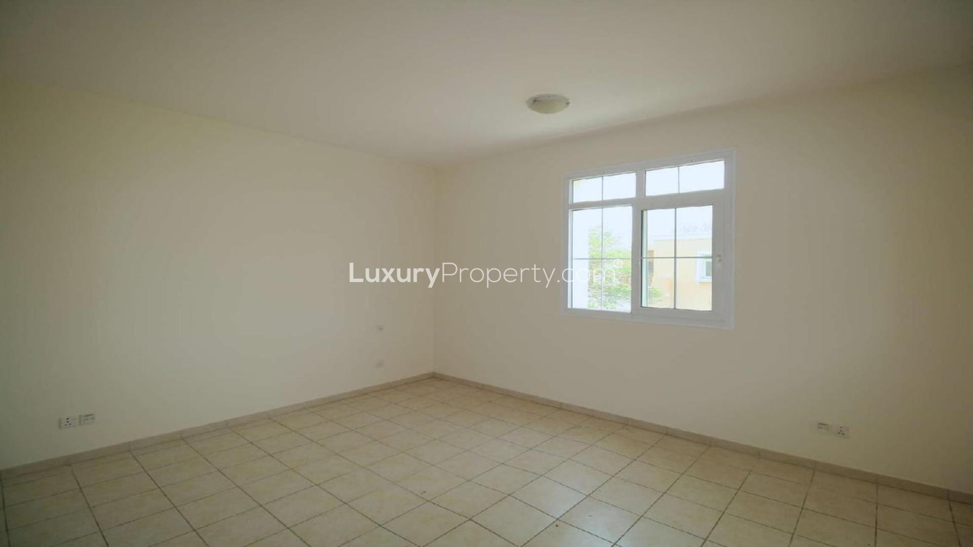 3-Bedroom Villa Exterior with Garden in Al Reem 1, Arabian Ranches for Rent,Spacious living room in 3-bedroom villa, Al Reem 1, Arabian Ranches, for rent