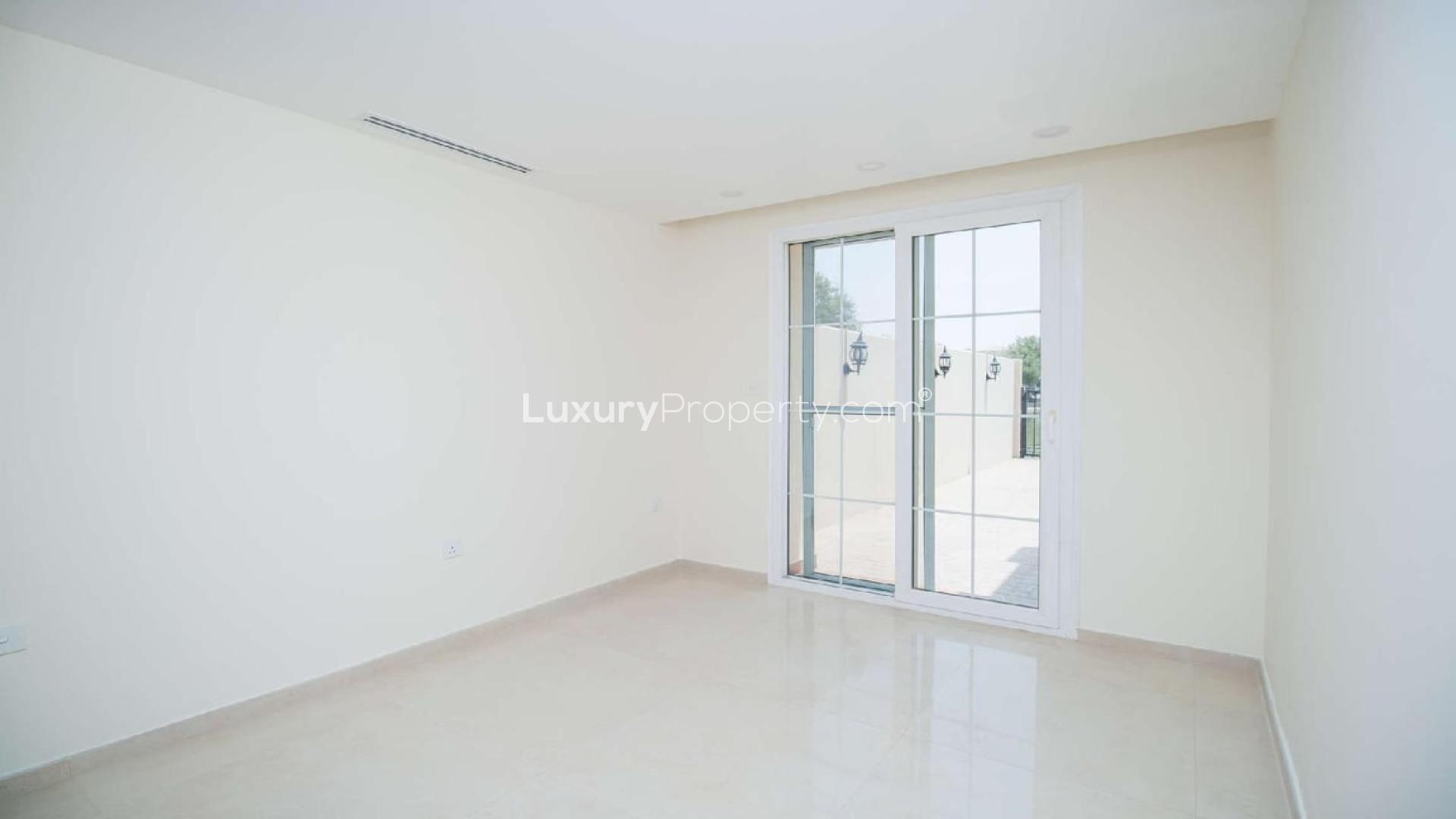 Exterior view of upgraded 3-bedroom townhouse for rent in Al Reem, Arabian Ranches