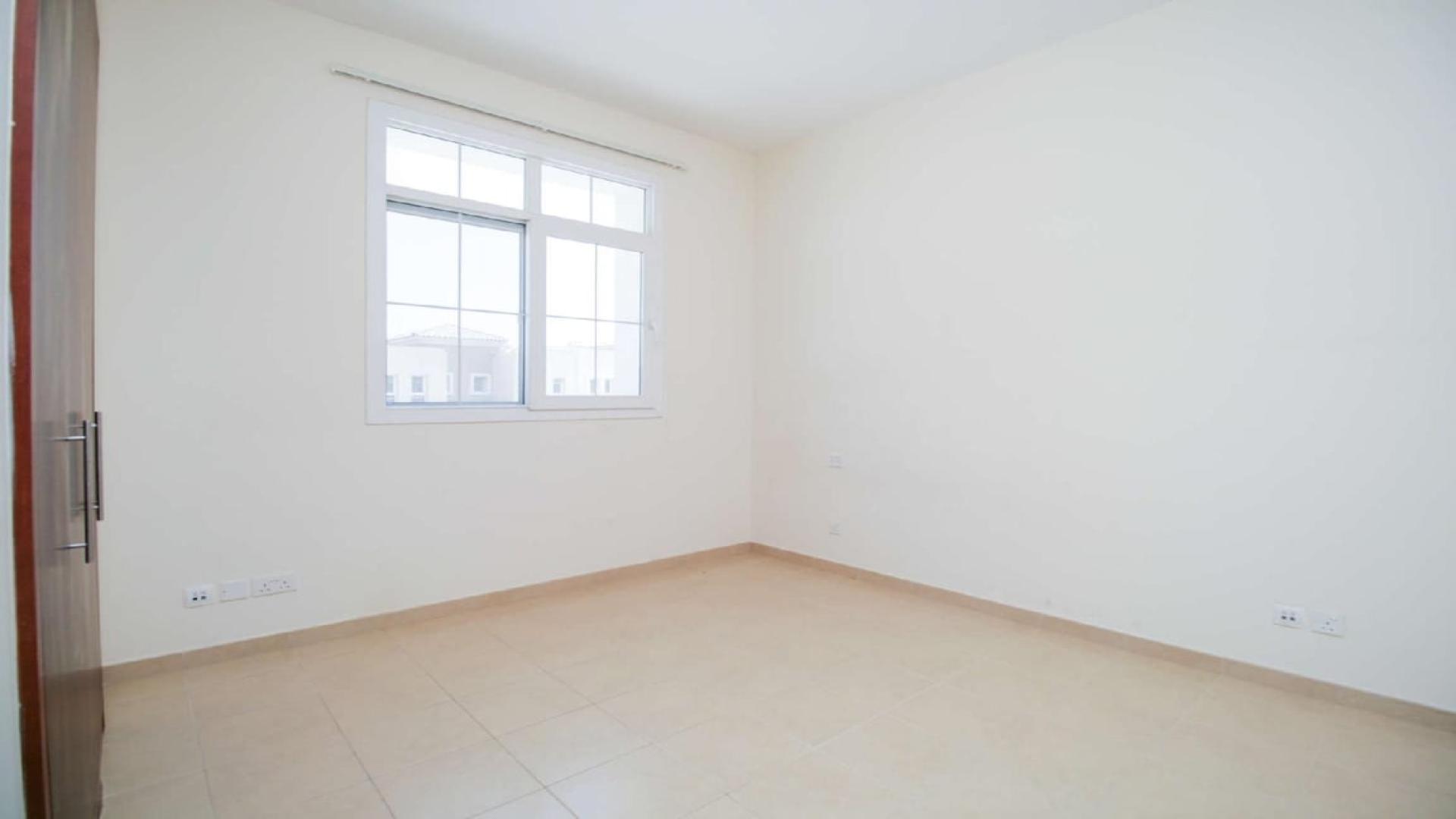 Upgraded 3-bedroom villa exterior in Alma, Arabian Ranches, with private garden, for rent