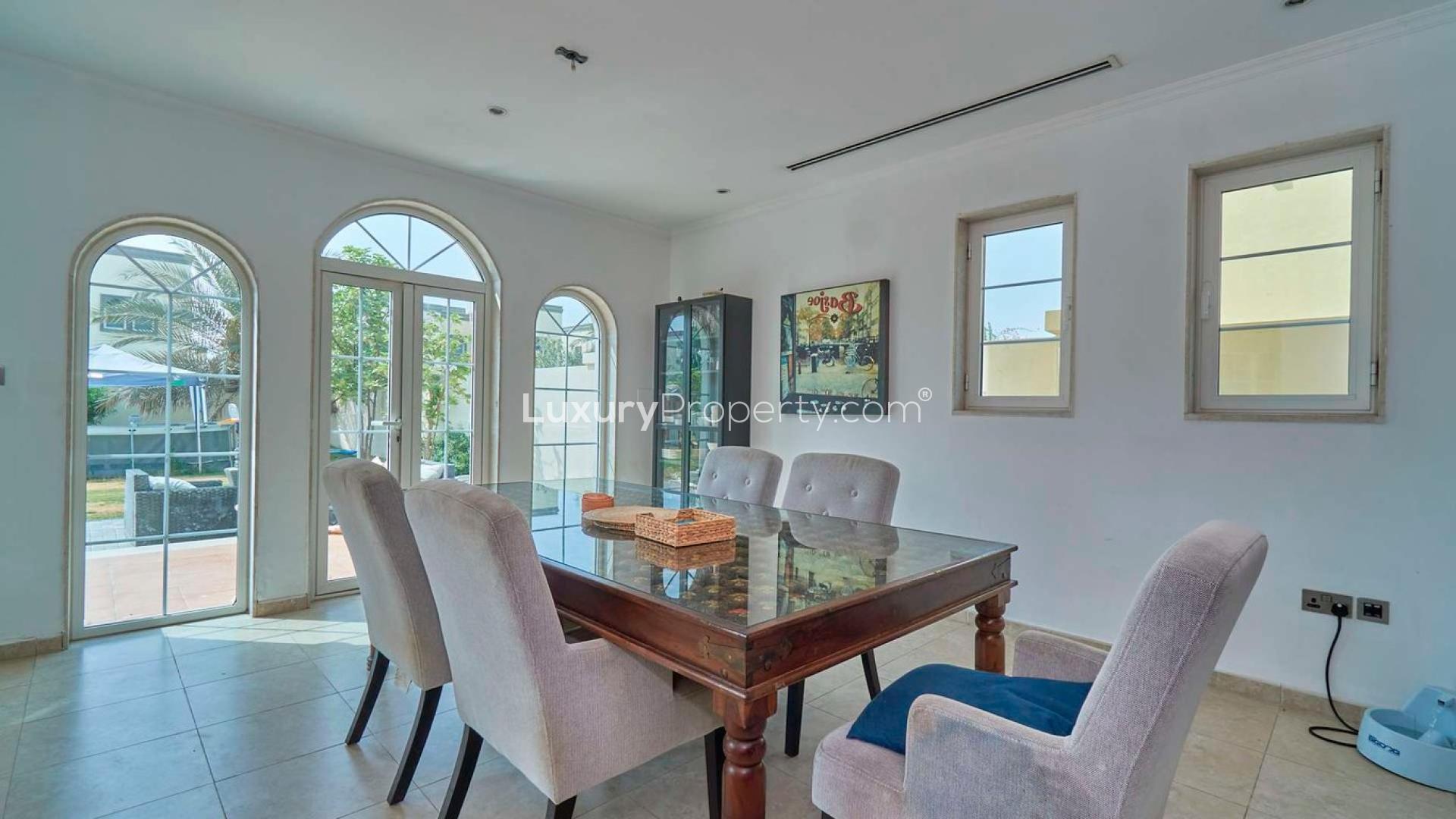 Exterior view of spacious 3-bedroom Legacy Villa in Jumeirah Park, Dubai, with park views