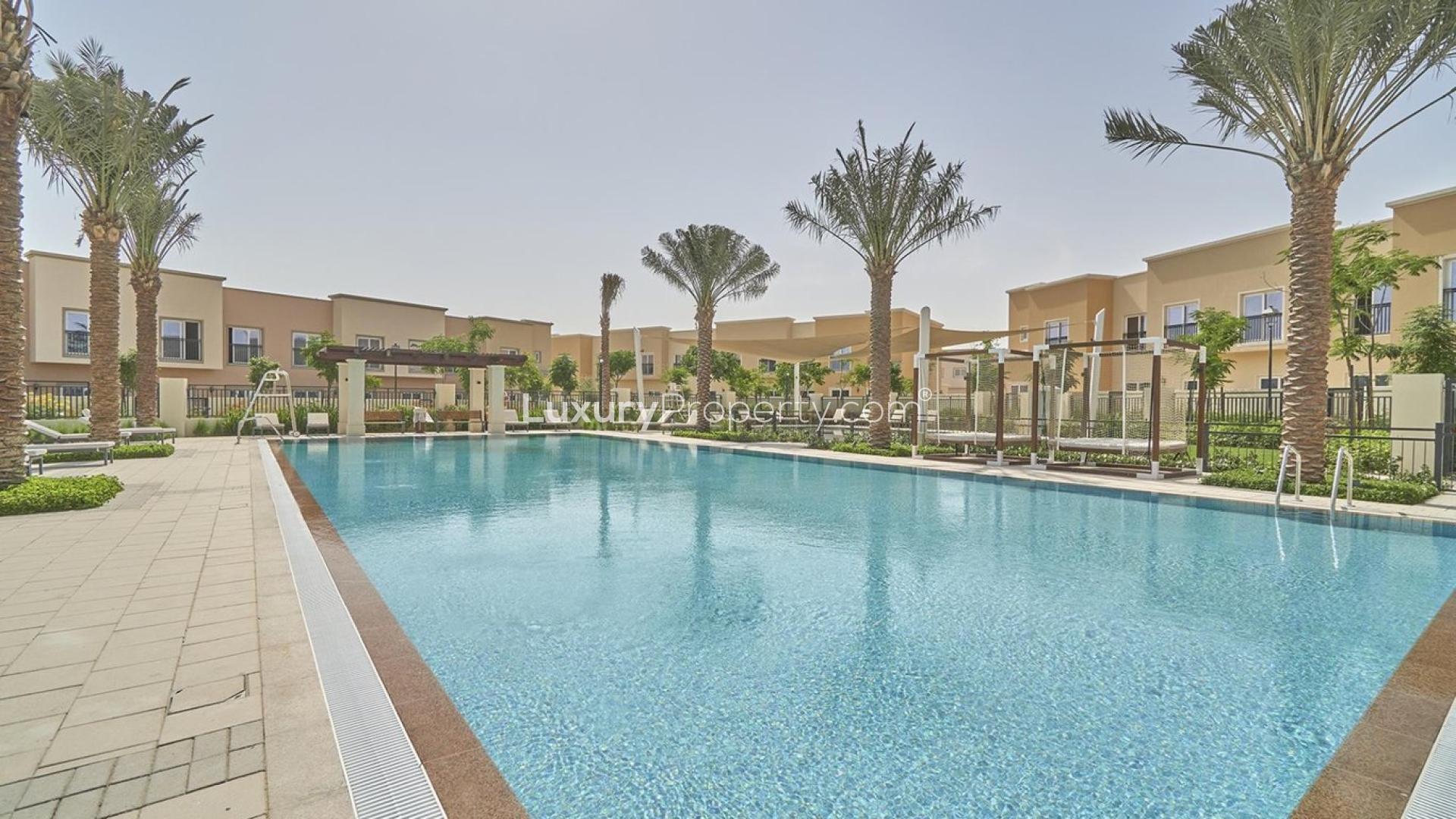 Interior view of spacious living area in Villa Nova, Dubai three-bedroom villa for rent