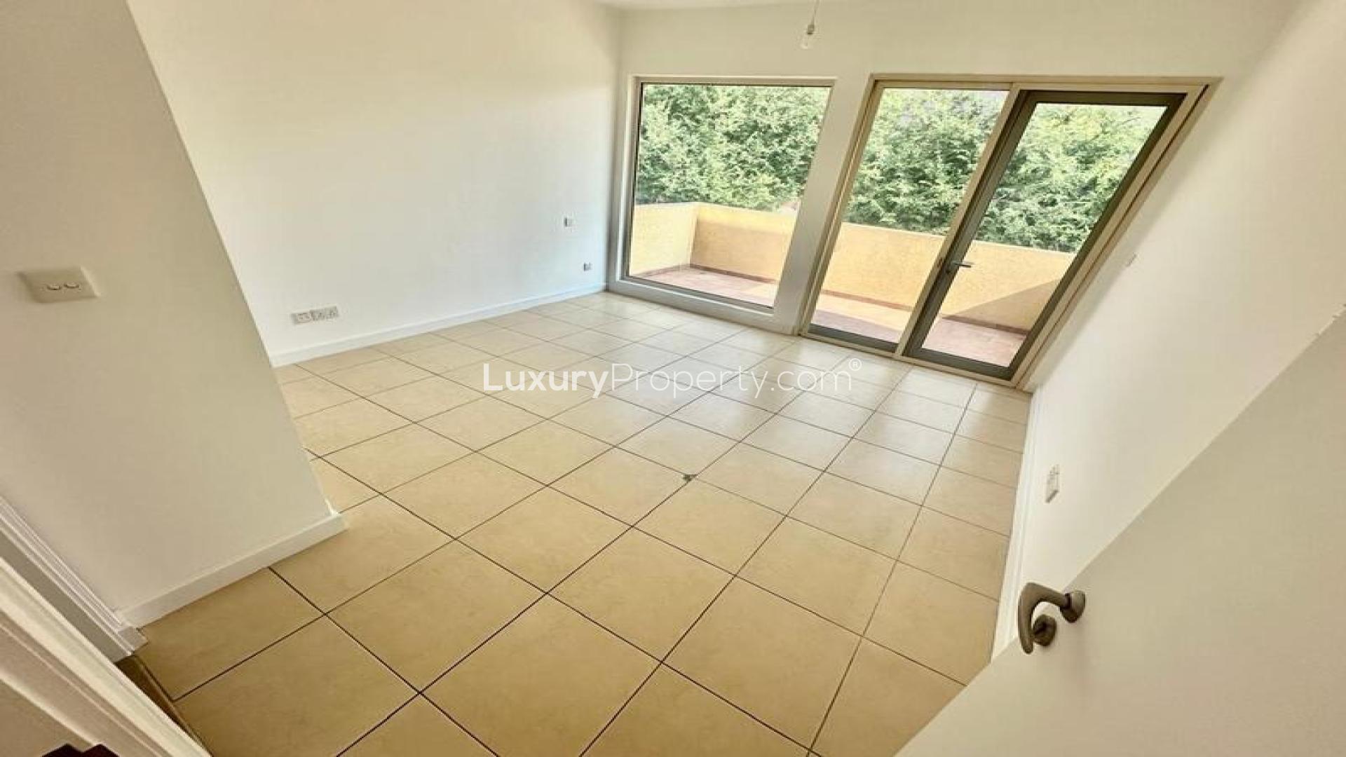 Empty room with tiled floor and window in Al Reem villa, Arabian Ranches for rent