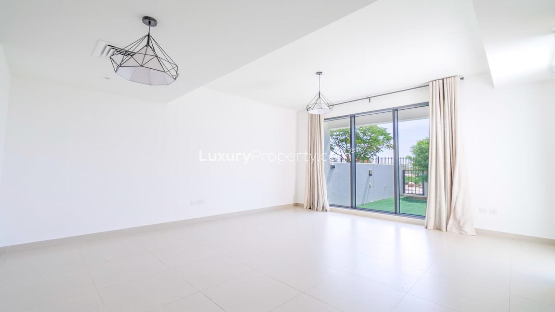 Spacious living area in 3-bedroom villa, Dubai Hills Estate, Maple, for rent