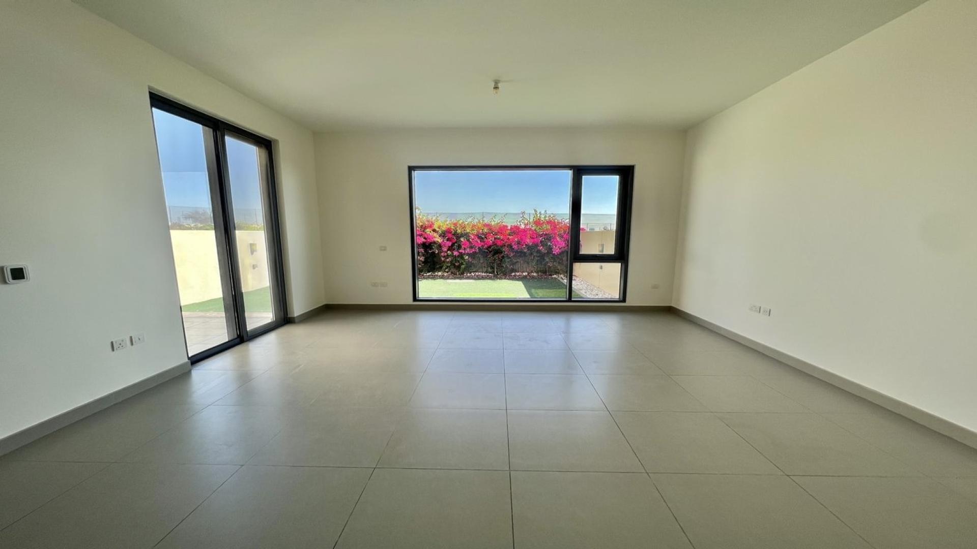 Outdoor garden area of 3-bedroom villa in Maple, Dubai Hills Estate for rent