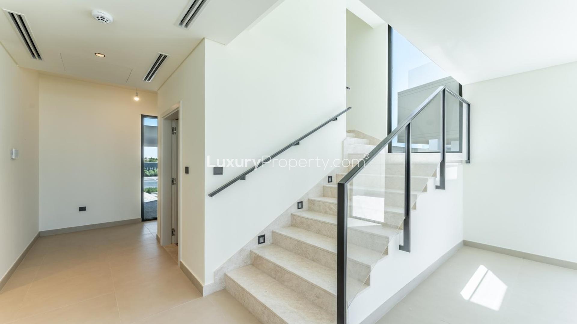 Modern staircase in a spacious villa at Dubai Hills Estate, Golf Grove community