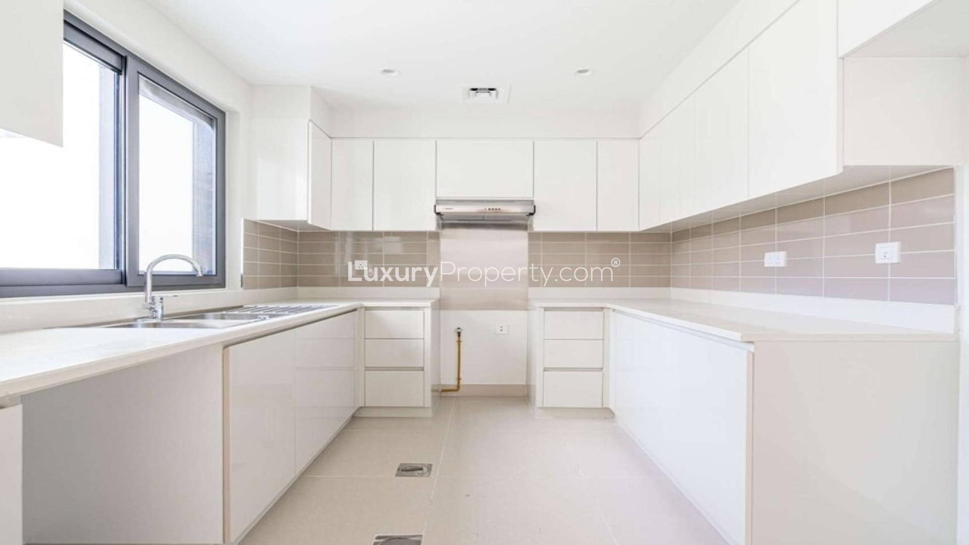 Bright living area in 3-bedroom villa for rent, Maple at Dubai Hills Estate