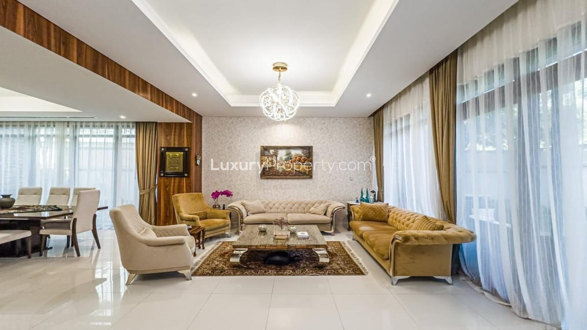 Upgraded villa with landscaped garden in Damac Hills, Topanga, available for rent