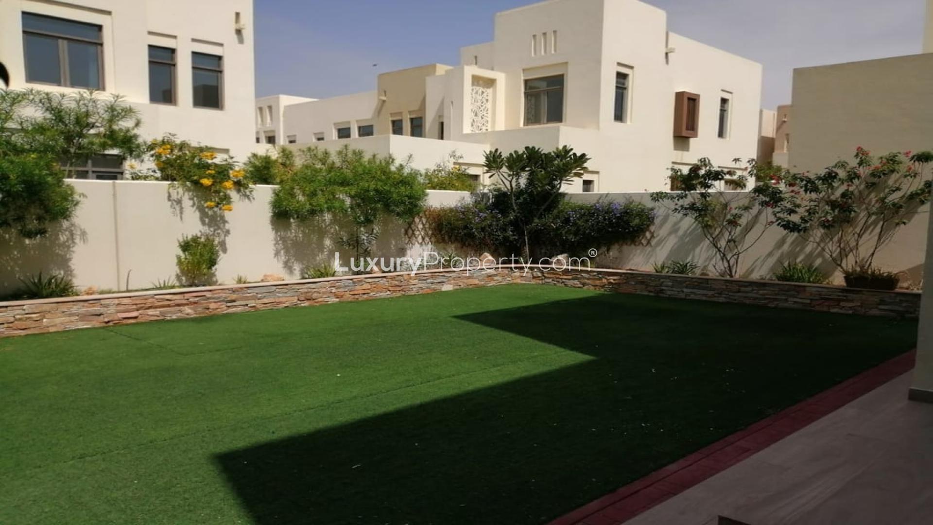 Modern living room in furnished 3-bedroom villa, Mira Oasis 1, Reem community