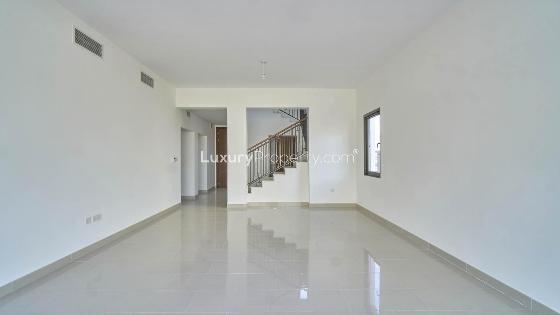 Luxurious villa interior with large windows in Arabian Ranches 2, Azalea, for rent