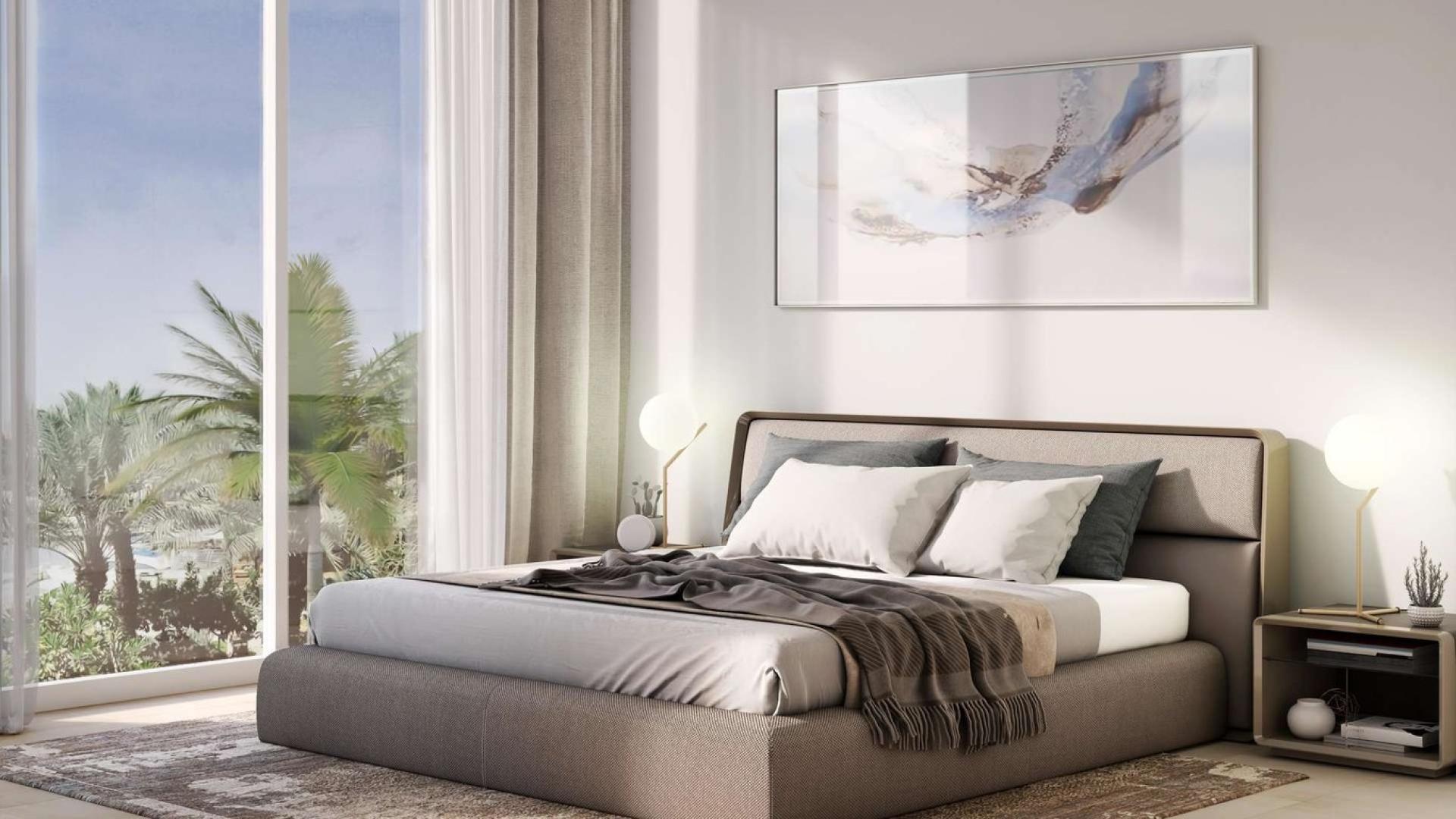 Luxurious bedroom with modern decor in Expo Golf Villas, Emaar South, Dubai