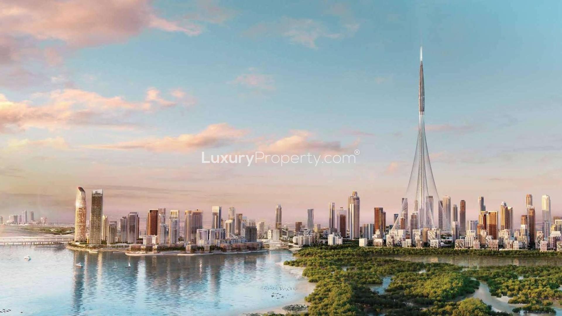 Stunning waterfront view of Palace Residences apartments in Dubai Creek Harbour for sale