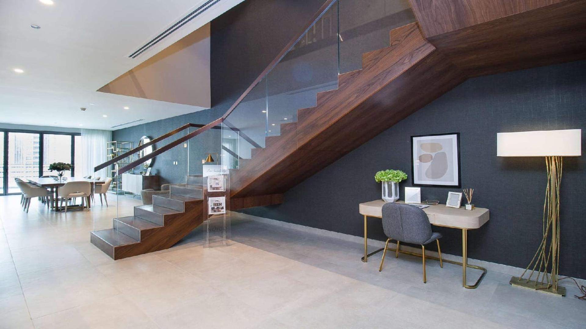 Modern living room in three-bed villa at Marina Gate, Dubai Marina, for sale