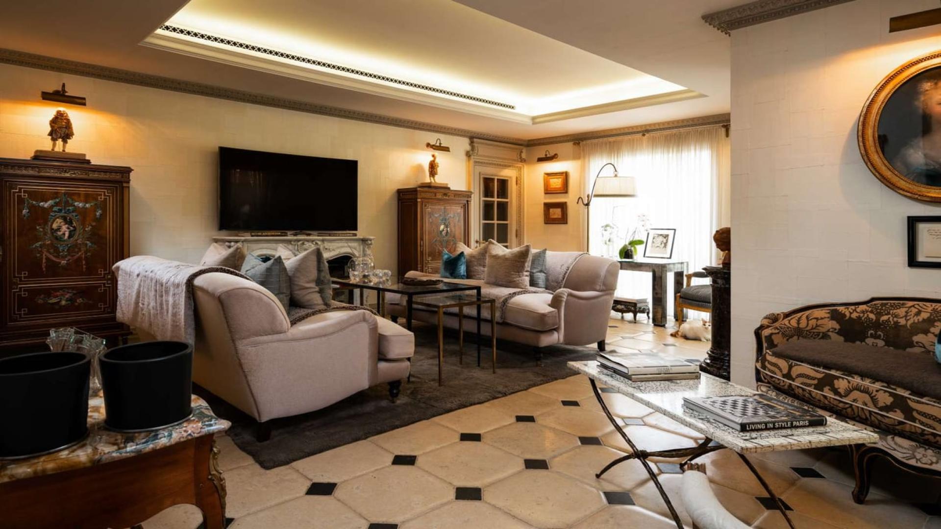 Elegant entrance of Parisian-style villa in Green Community, Motor City with classic decor