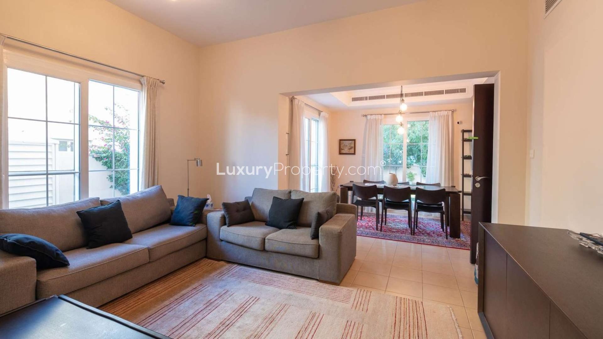 Living room in Al Reem villa, Arabian Ranches, with modern decor and natural light