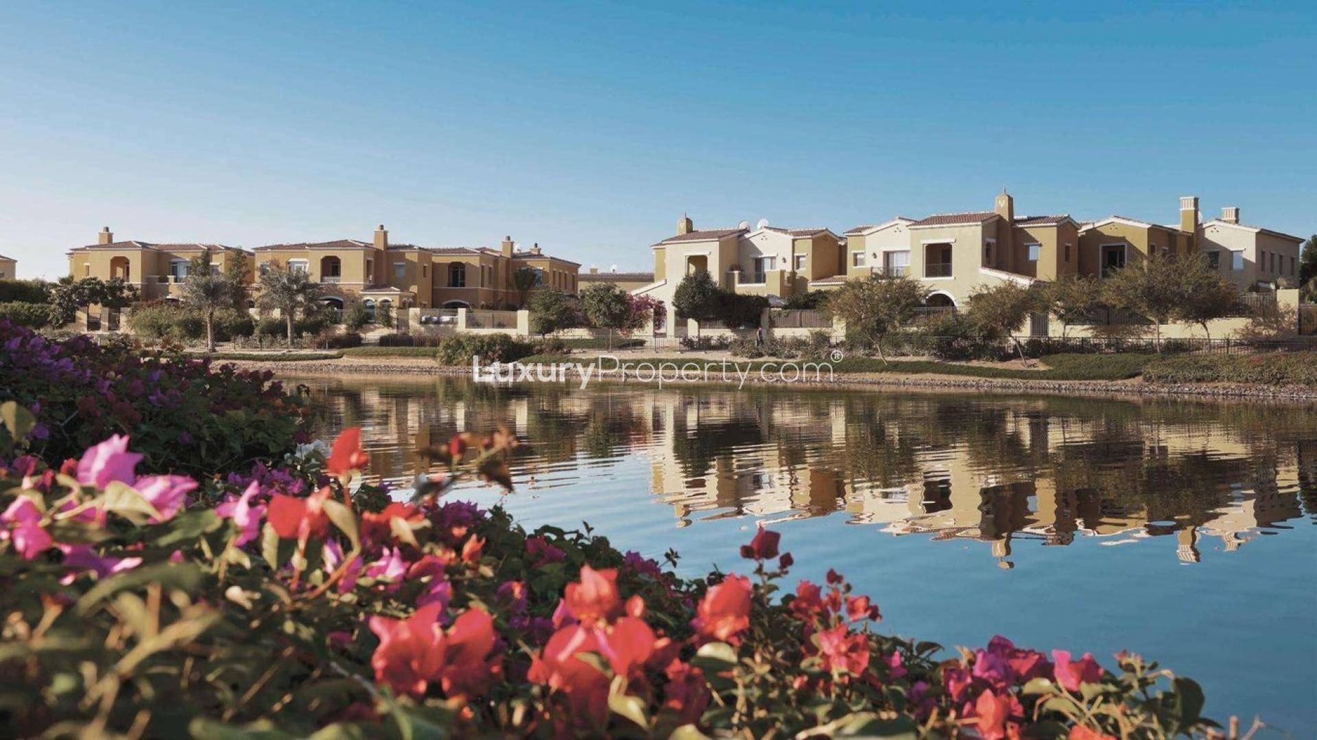 Modern 3-bedroom townhouse for sale in Camelia, Arabian Ranches 2, with carport and garden