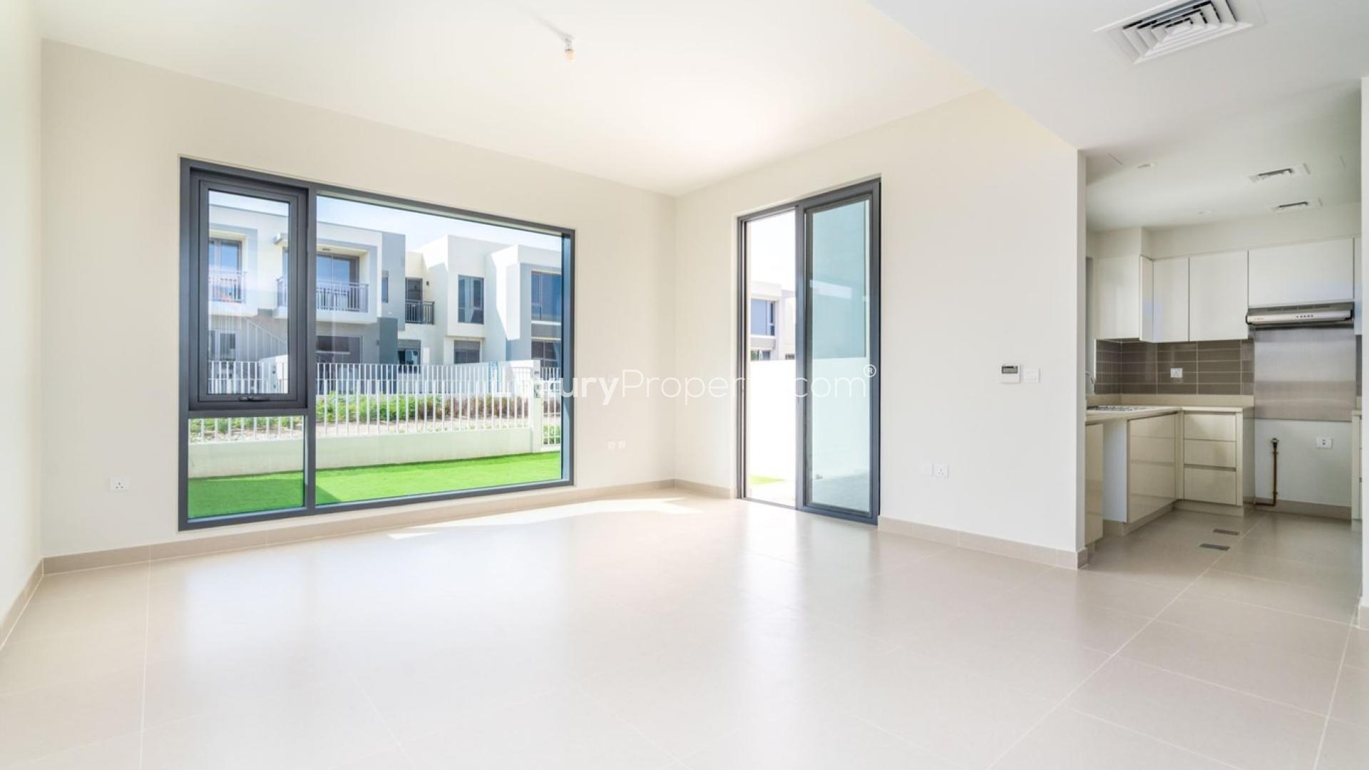 Bright living area with large windows in Maple villa, Dubai Hills Estate