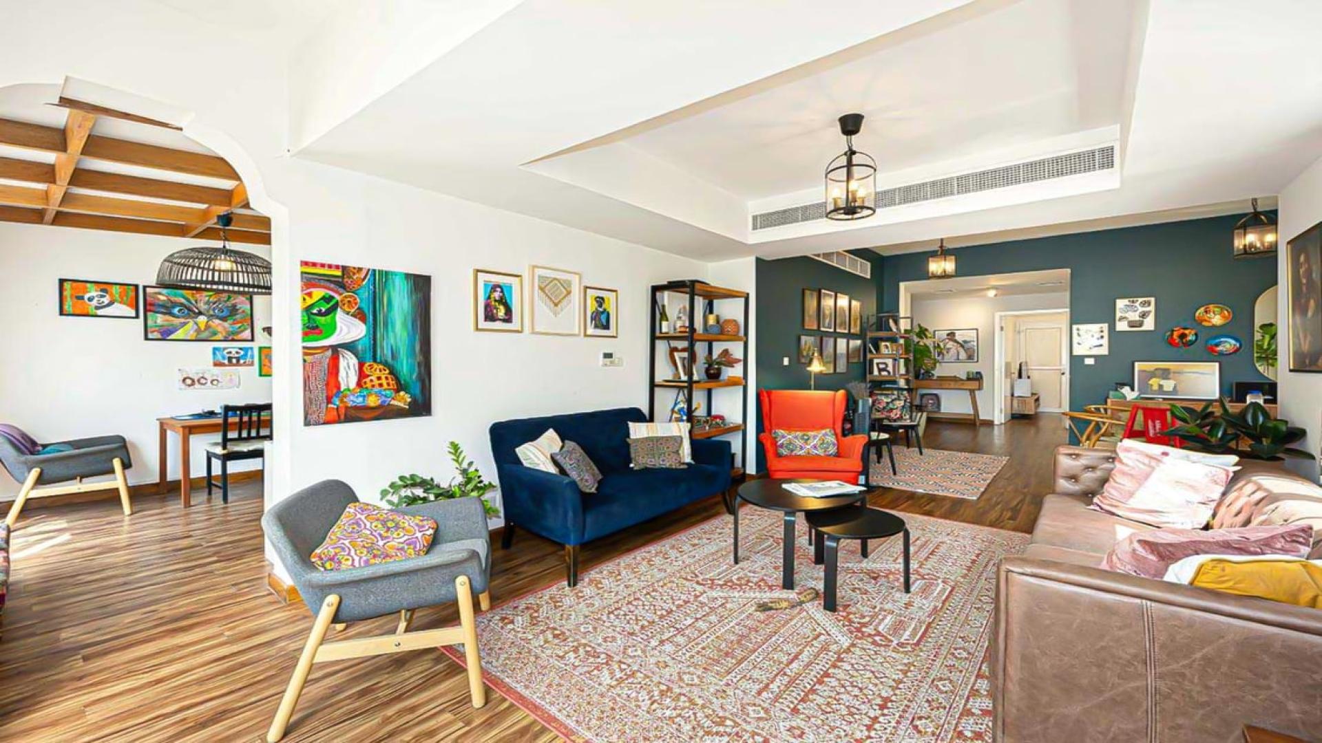 Living room in upgraded Type 2E villa, Springs 5, Emirates Living, spacious and bright interior