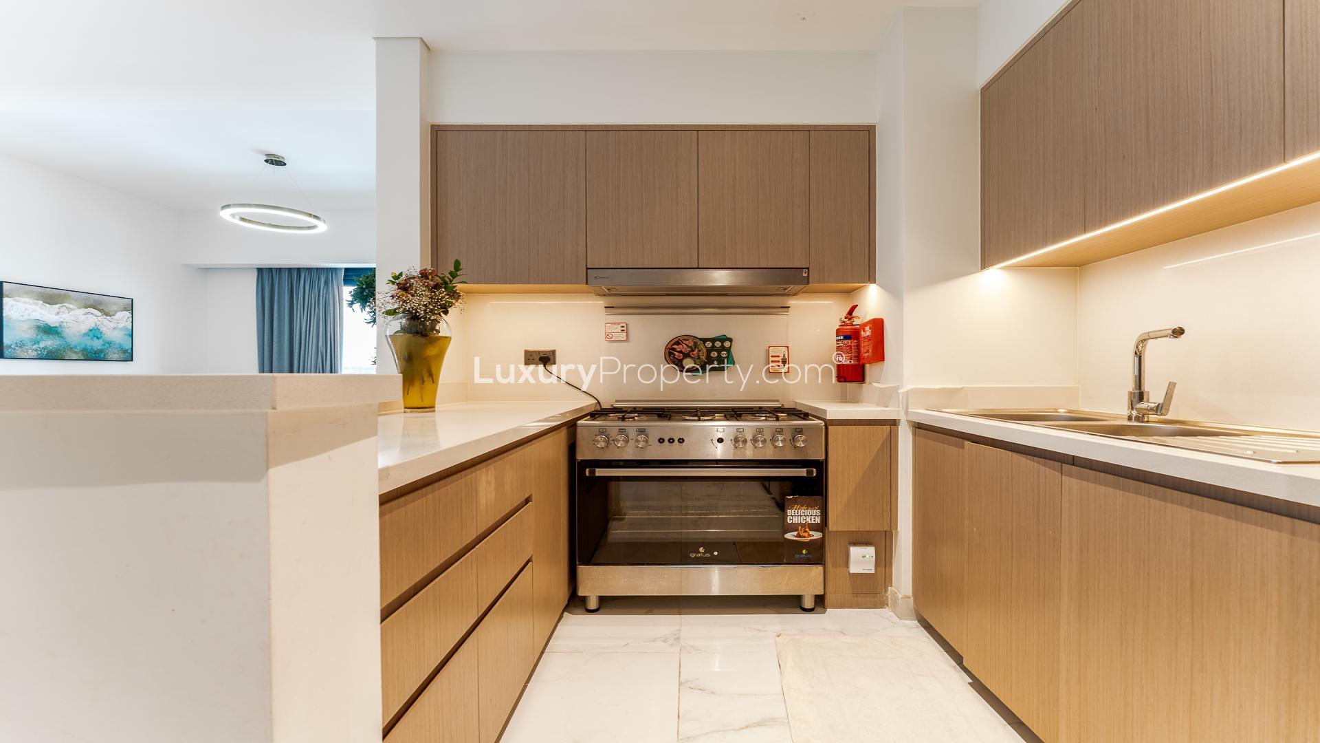 Modern 3-bedroom apartment interior with city views in Opera District, Downtown Dubai