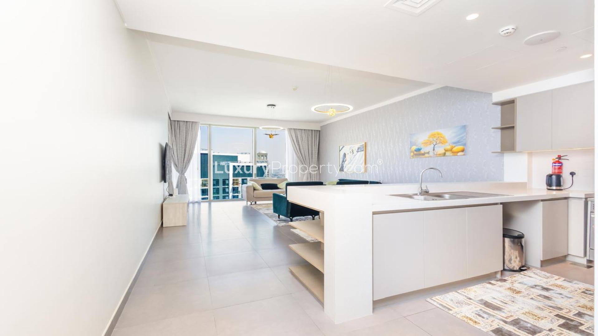 Modern kitchen in furnished 3-bedroom apartment, Creek Gate, Dubai Creek Harbour