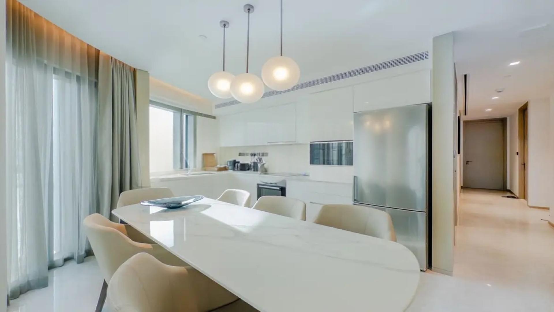 High floor apartment living room with modern decor in Dubai Creek Harbour, Address Harbour Point