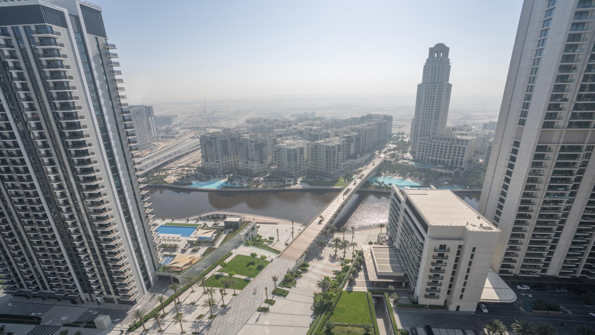 Mid-floor apartment balcony with lagoon view in Creek Gate Tower 2, Dubai Creek Harbour