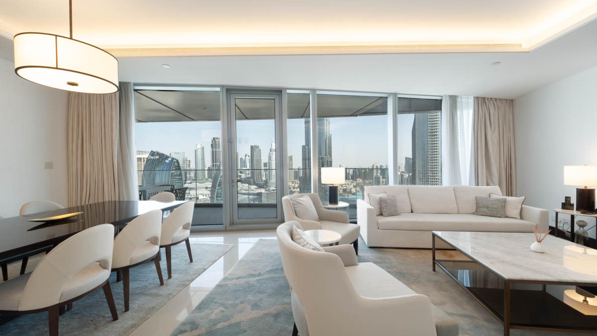 Furnished apartment balcony with Burj Khalifa view, The Address Sky View Tower 2, Downtown Dubai