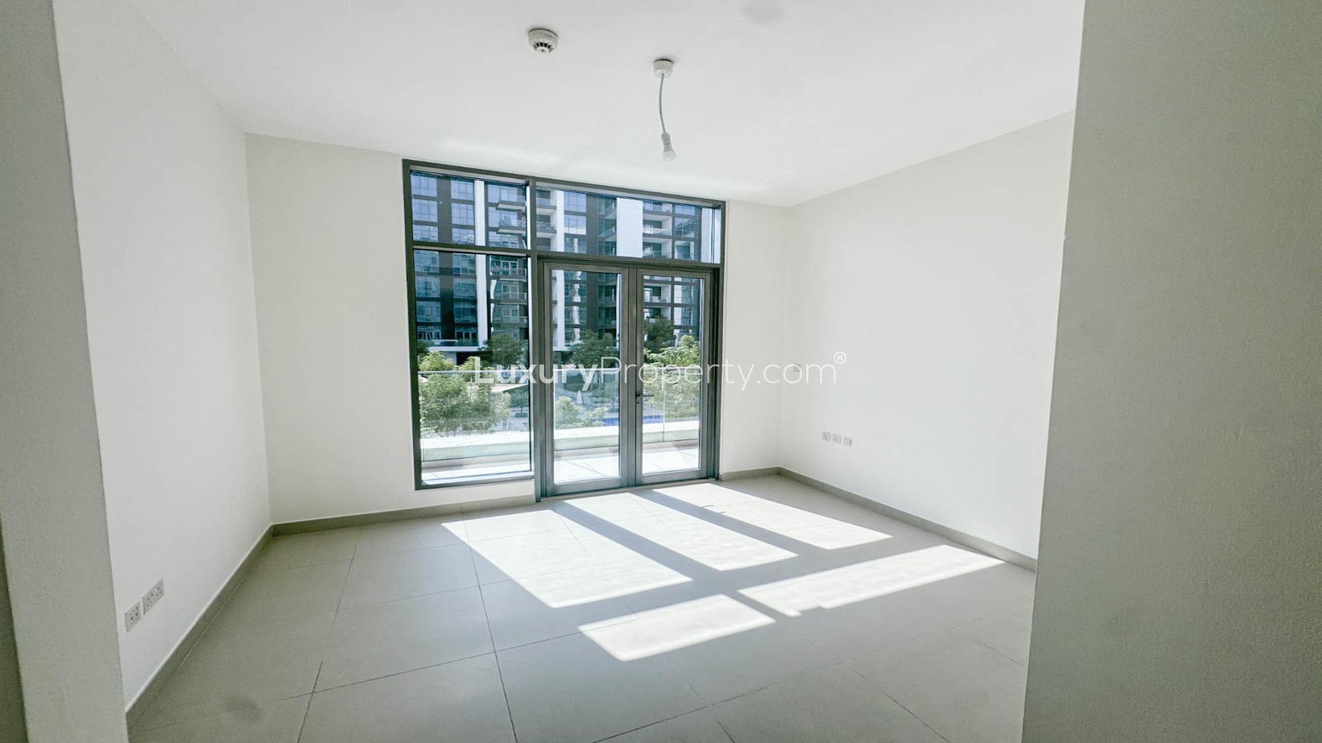 Balcony view of Dubai Hills Estate from 3-bedroom apartment in Acacia B