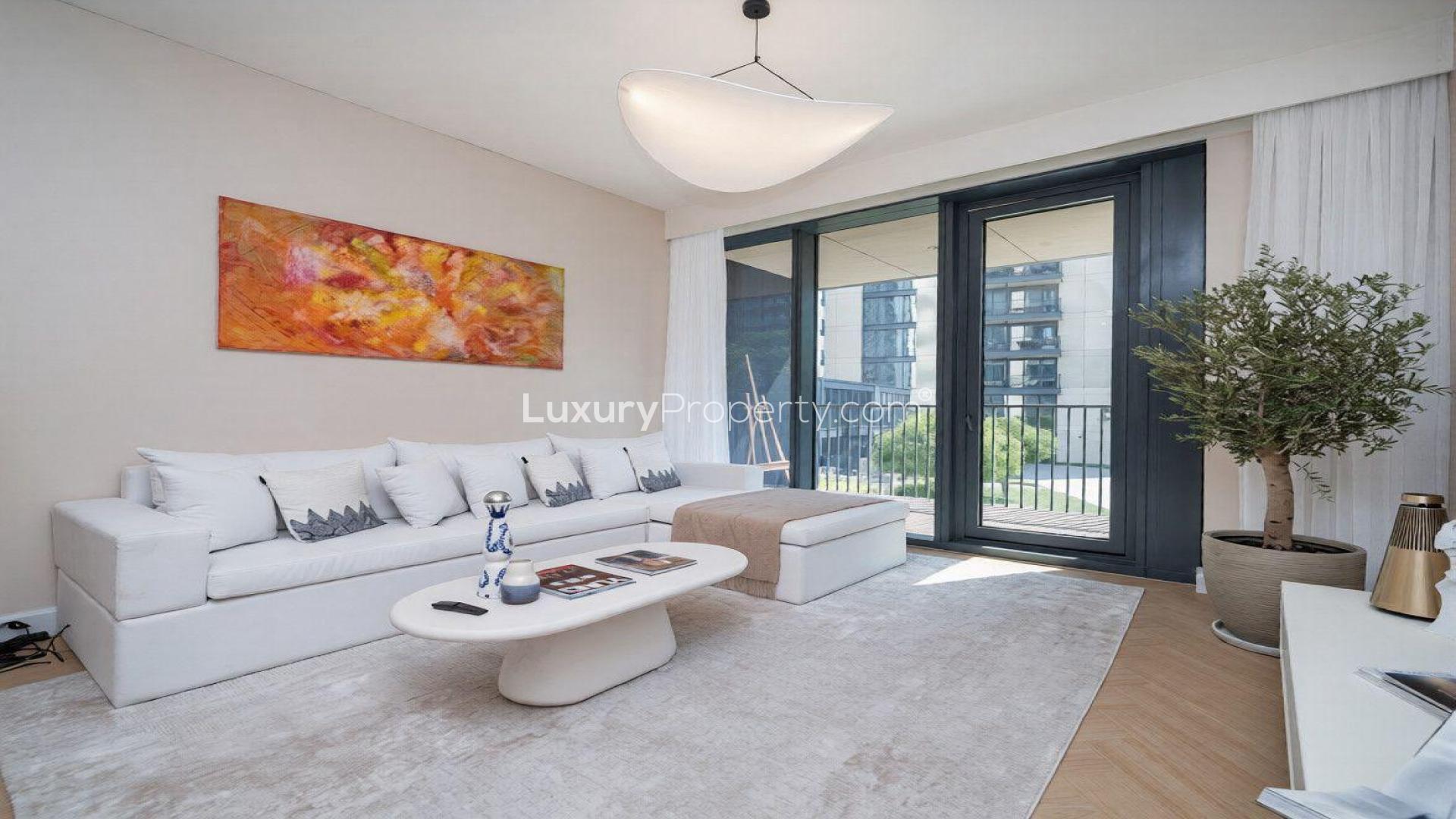 Modern living and dining area in Opera Grand apartment, Downtown, for rent