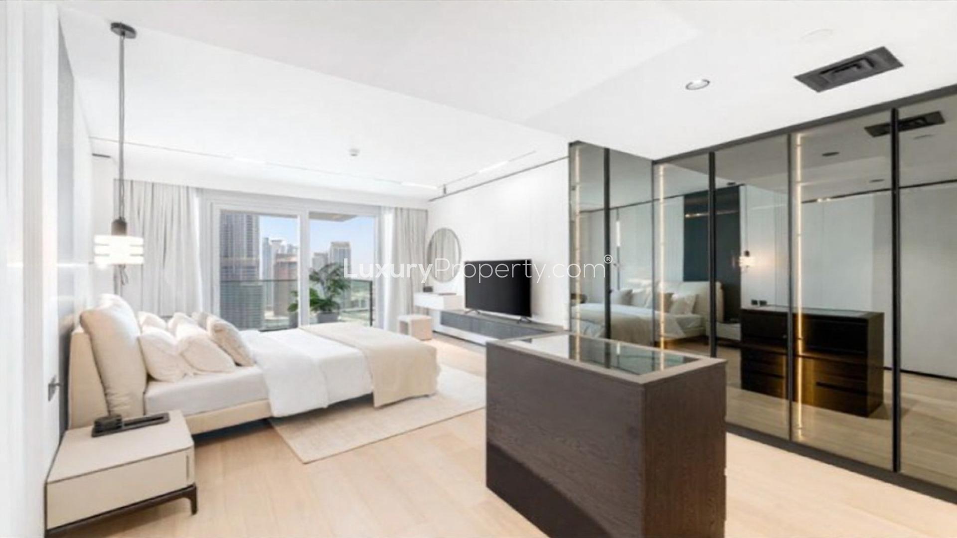 Modern living room in Downtown Opera Grand apartment for rent, featuring elegant decor