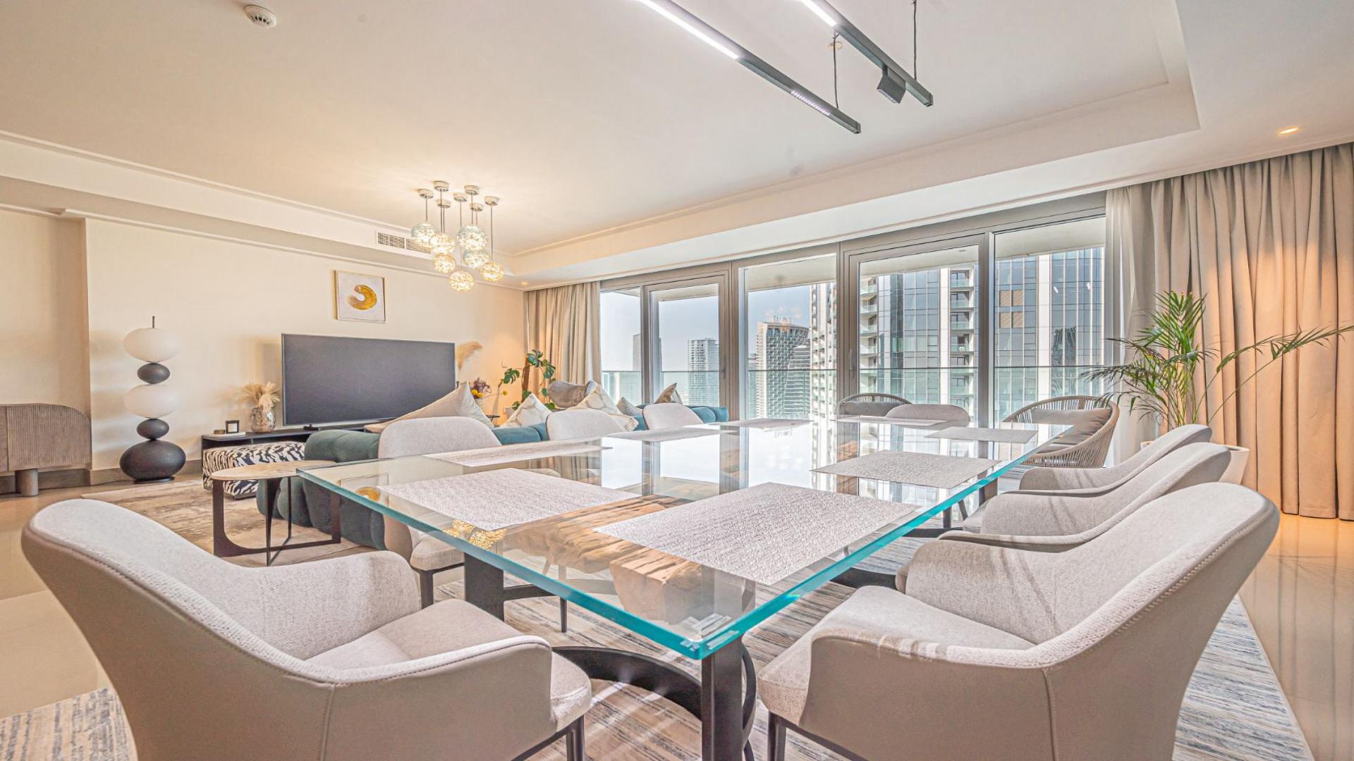 Luxurious high-floor apartment living room with premium furniture, Opera Grand, Downtown Dubai