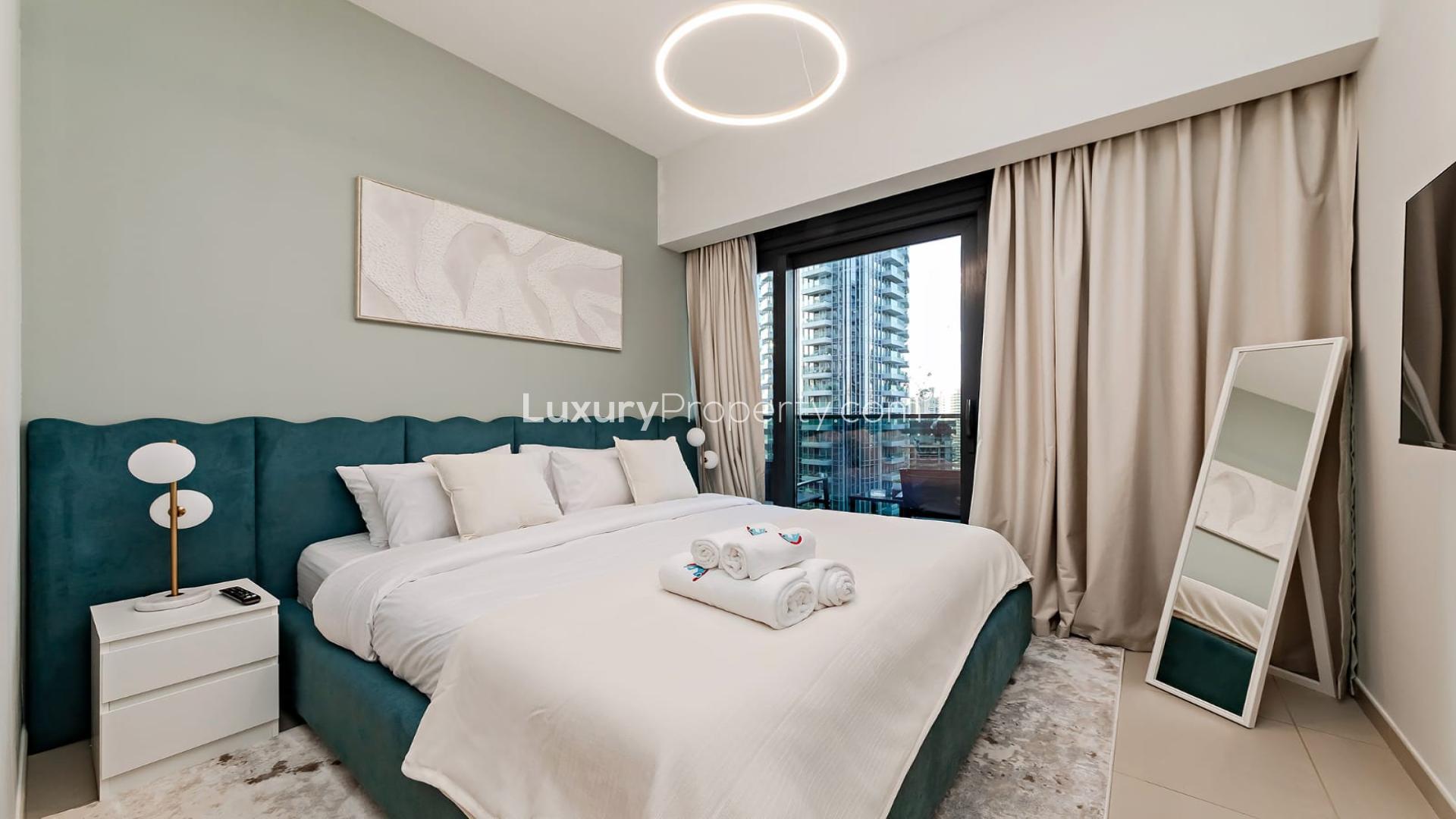 Luxurious dining area with Italian furniture in Downtown Dubai apartment for rent