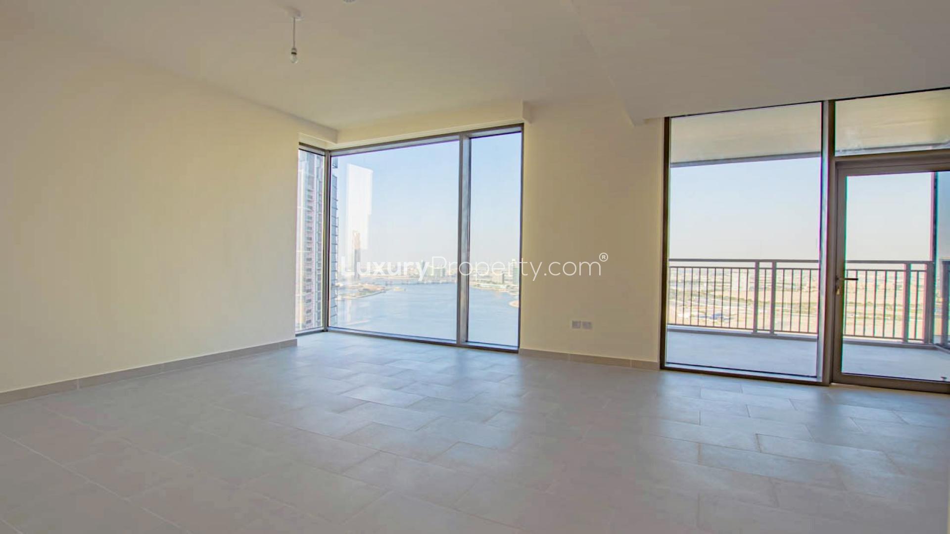 High floor apartment balcony view, Creek Rise Tower 1, Dubai Creek Harbour