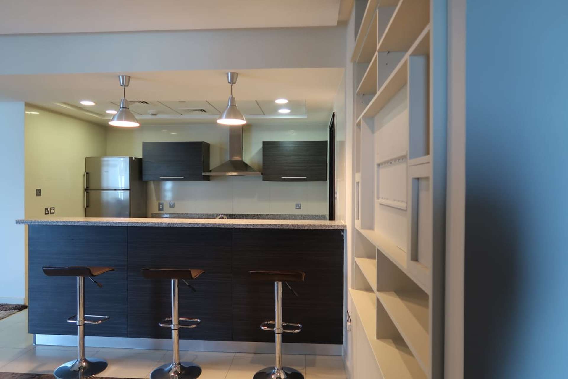 Modern kitchen and dining area in 3-bedroom apartment, 23 Marina, Dubai Marina
