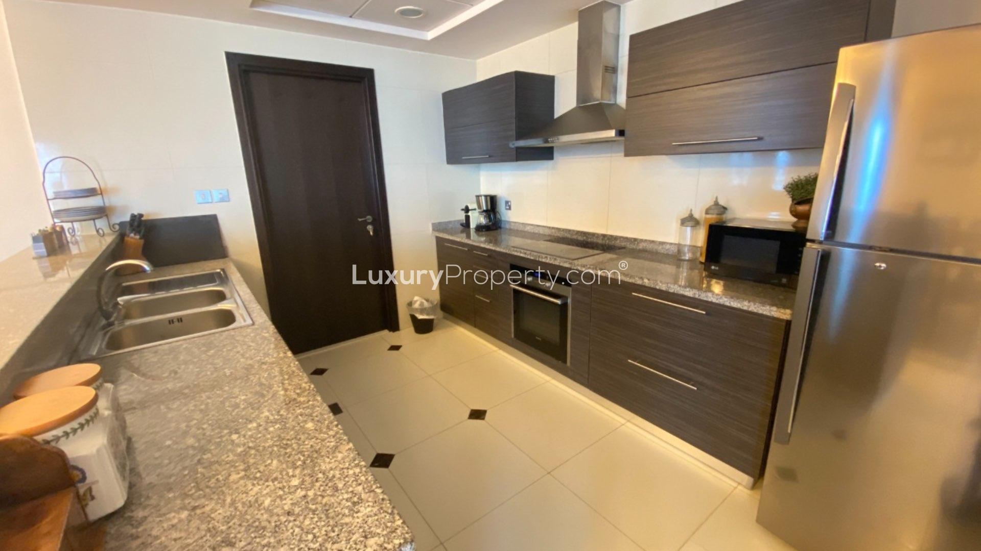 Spacious living room in 3-bedroom apartment, 23 Marina, Dubai Marina, with city views