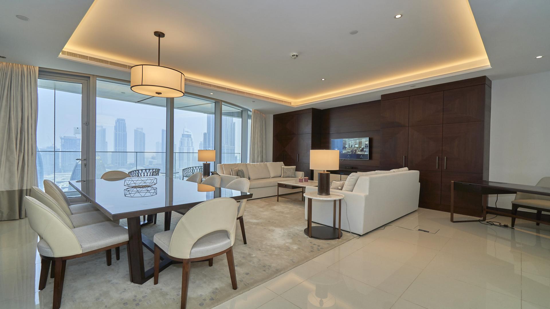 N/A,Luxurious furnished apartment living room with Burj Khalifa view, Downtown Dubai rental