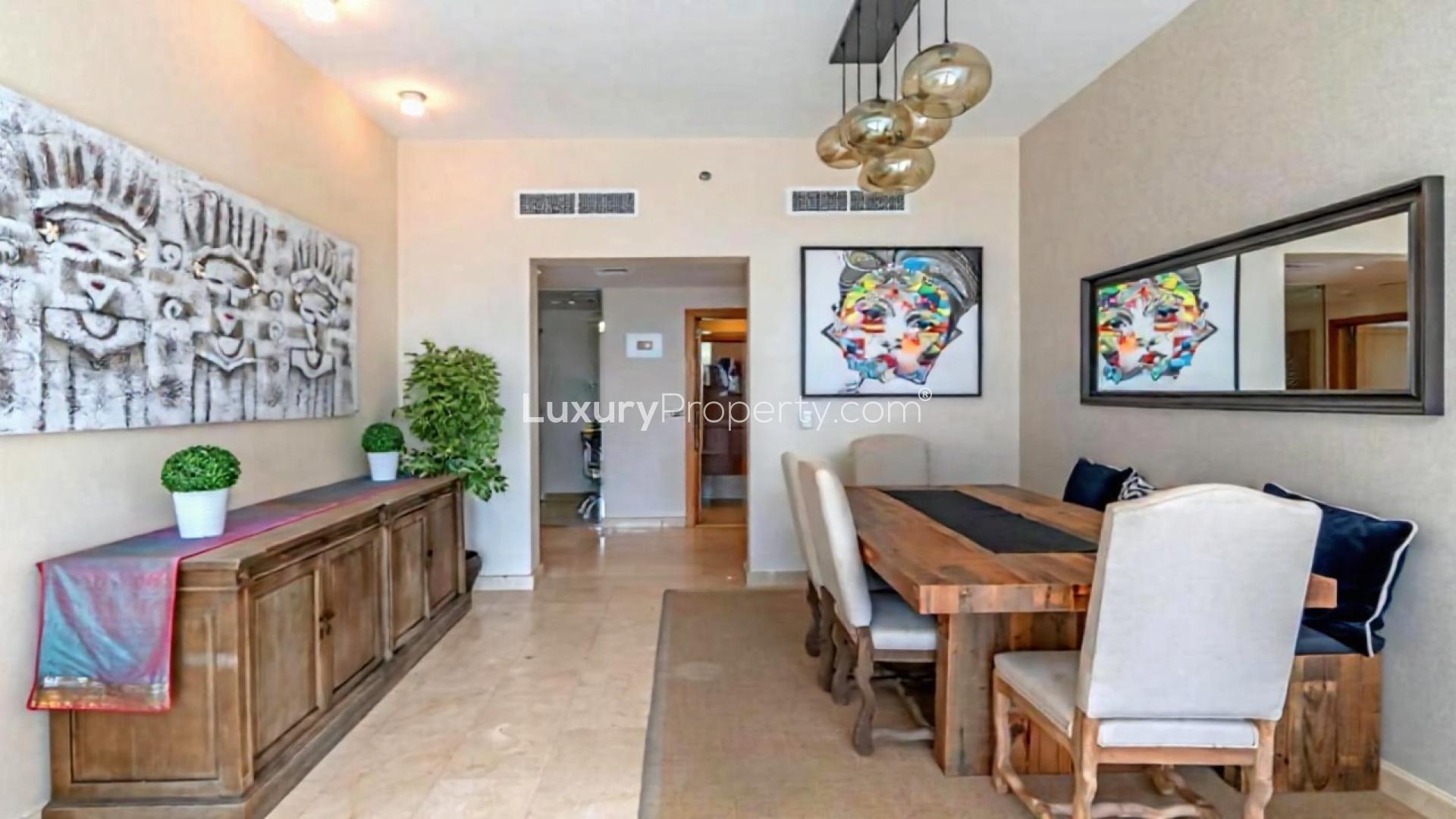 Spacious balcony with stunning Dubai Marina view from Trident Bayside apartment for rent