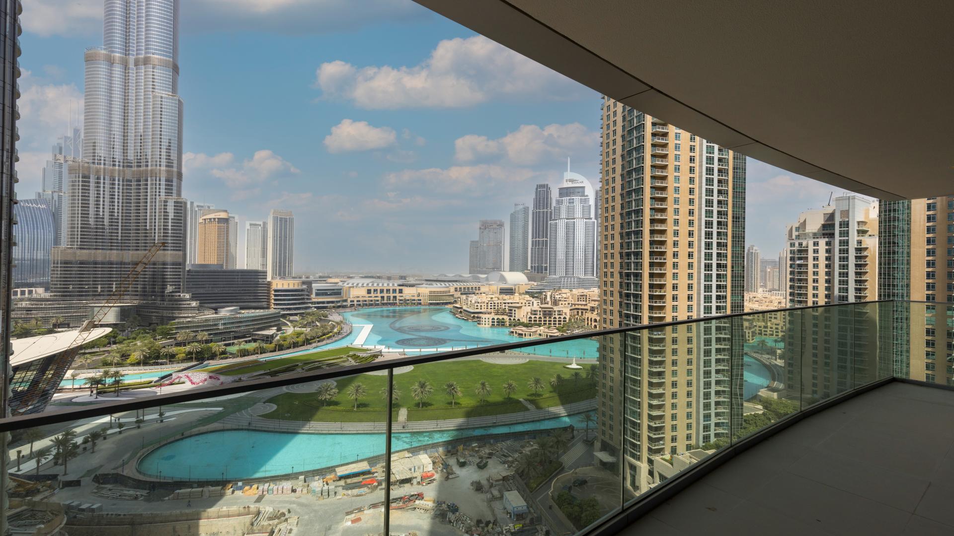 Balcony view of Burj Khalifa and Dubai skyline from Opera Grand apartment